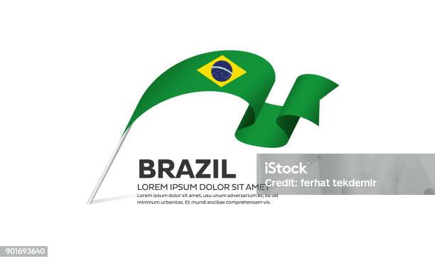 Brazil Flag On A White Background Stock Illustration - Download Image Now - Brazil, Flag, Brazilian Flag