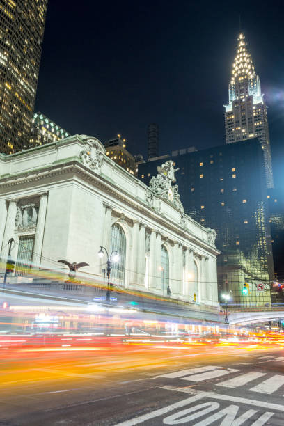 usa, 21 marzo 2017-facciata grand central terminal da park avenue - chrysler building grand central station built structure midtown manhattan foto e immagini stock