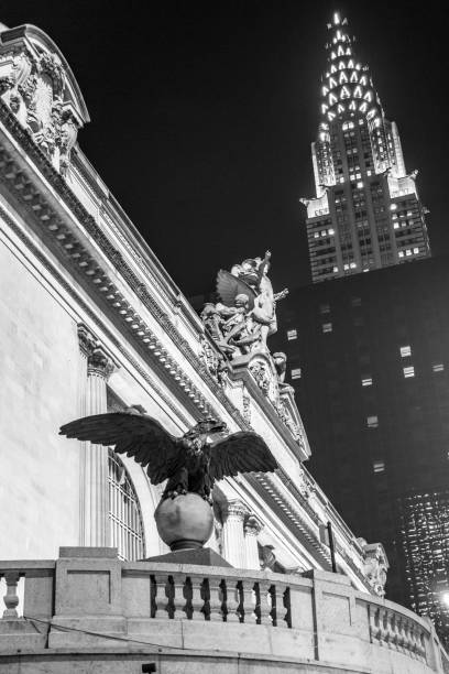 eua, fachada terminal central de 2017 de 21 de março-grand da park avenue - chrysler building grand central station built structure midtown manhattan - fotografias e filmes do acervo