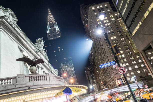 usa, 21 marzo 2017-facciata grand central terminal da park avenue - chrysler building grand central station built structure midtown manhattan foto e immagini stock