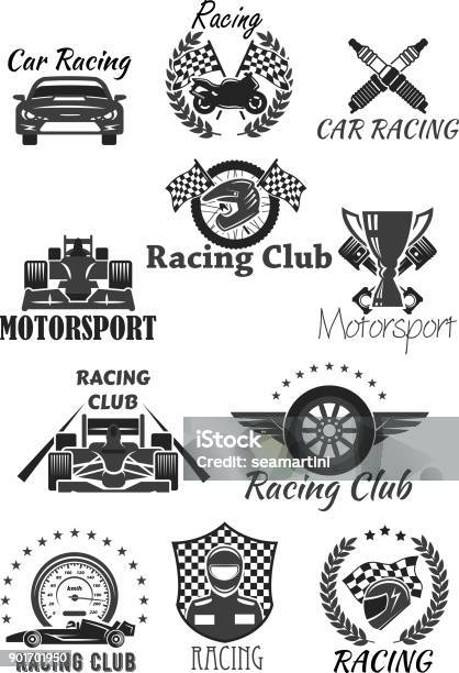Vetores de Racing Club E Motorsport Isolado Conjunto De Símbolo e mais imagens de Logotipo