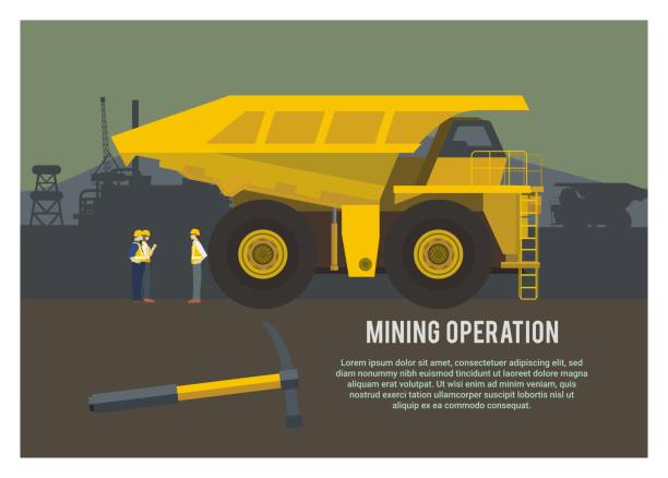 illustrazioni stock, clip art, cartoni animati e icone di tendenza di operazione mineraria semplice illustrazione - oil rig oil industry sea oil