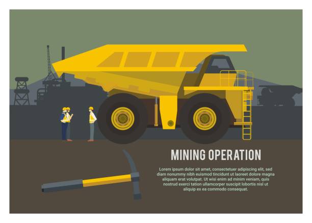 ilustrações de stock, clip art, desenhos animados e ícones de mining operation simple illustration - oil rig oil industry sea mining