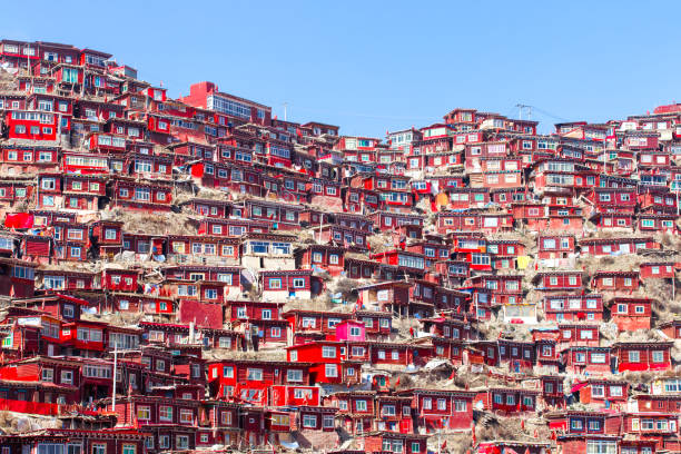 istock Top view monastery at Larung gar (Buddhist Academy), Sichuan, China 901705480