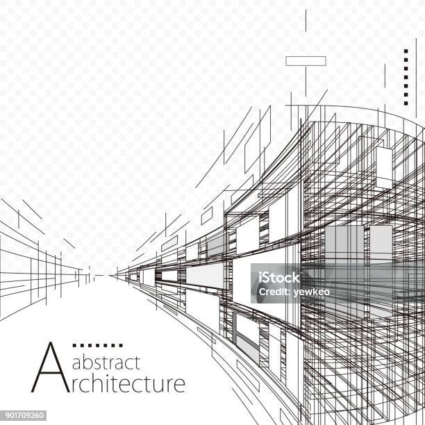 추상적임 아키텍처 설계 배경-주제에 대한 스톡 벡터 아트 및 기타 이미지 - 배경-주제, 청사진, 라인아트