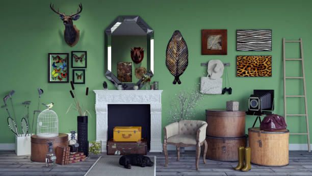 istock Classic retro interior design of living room 3d Render 901709402