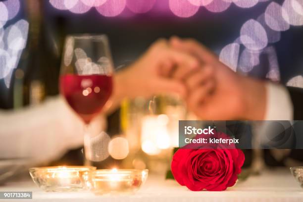 Romantic Candlelight Dinner Stock Photo - Download Image Now - Table For Two, Valentine's Day - Holiday, Dinner