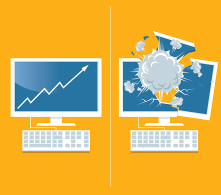 Computers Technology Exploding Computer Explosion Stock Illustration - Download Image Now - Bankruptcy ...