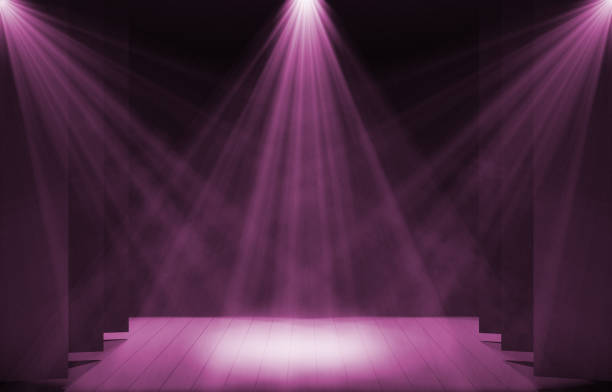 istock Stage lights ,free stage,concerrt stage .Several projectors on the ceiling. Spotlight strike through the darkness to the floor. 901717770