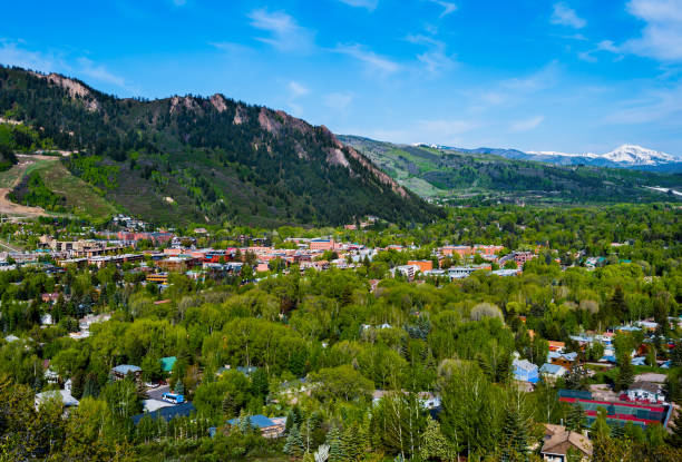 Aspen Colorado Aerial view of Aspen Colorado aspen colorado stock pictures, royalty-free photos & images