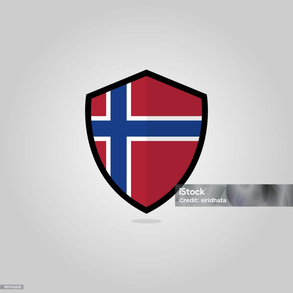 Ilustración de Bandera Noruega Plano Vector Escudo Insignia y Vectores de Derechos de Abrigo - Abrigo, Armamento, Arsenal - iStock