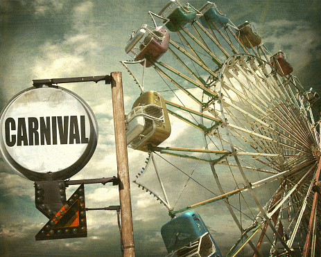 aged and worn carnival sign