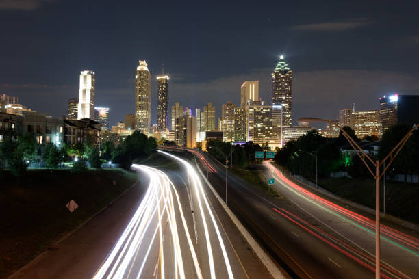 istock Atlanta downtown night long exposure on Jackson Memorial Bridge 901759398