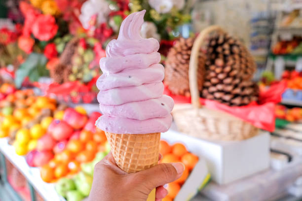 istock Fresh strawberry swirl ice cream cone 901765148