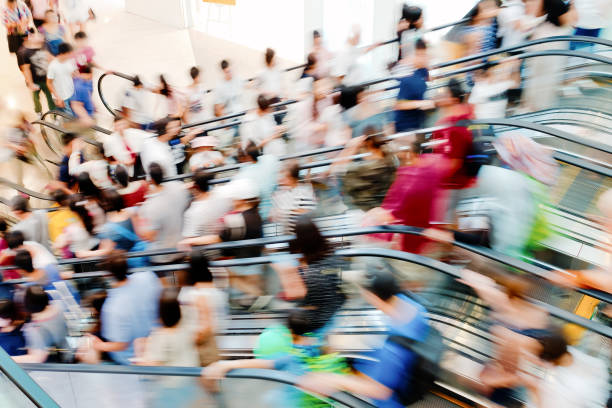 Motion escalators at the modern shopping mall