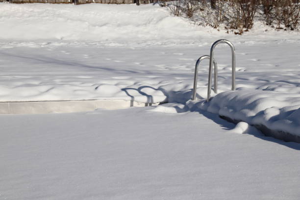 istock Ladder at a frozen Pool 901772450