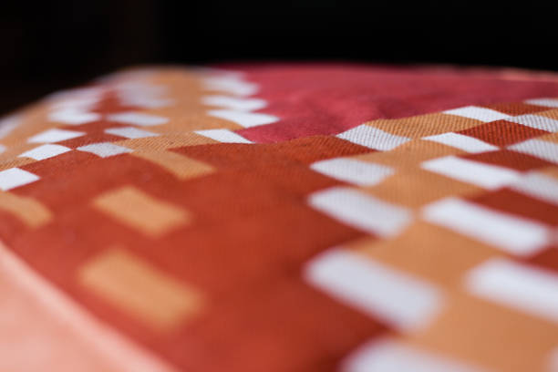 Lovely shot of pillow created by patchwork technique. Pillow from my Grandma.