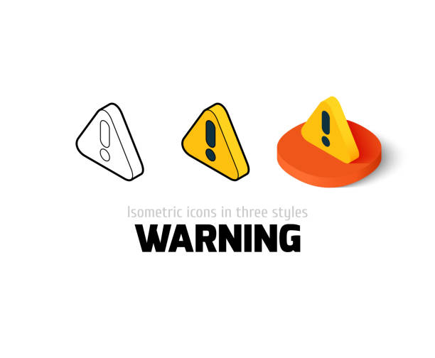 Warning icon in different style Warning icon, vector symbol in flat, outline and isometric style hazard sign stock illustrations