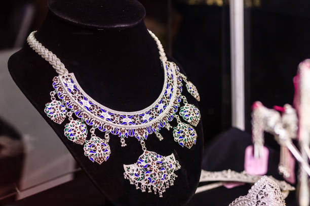 istock Beautiful Ancient Thai genuine silver jewelry, retro engraved silverware, Beautiful genuine silver jewelry handicrafts of Thailand 901780144