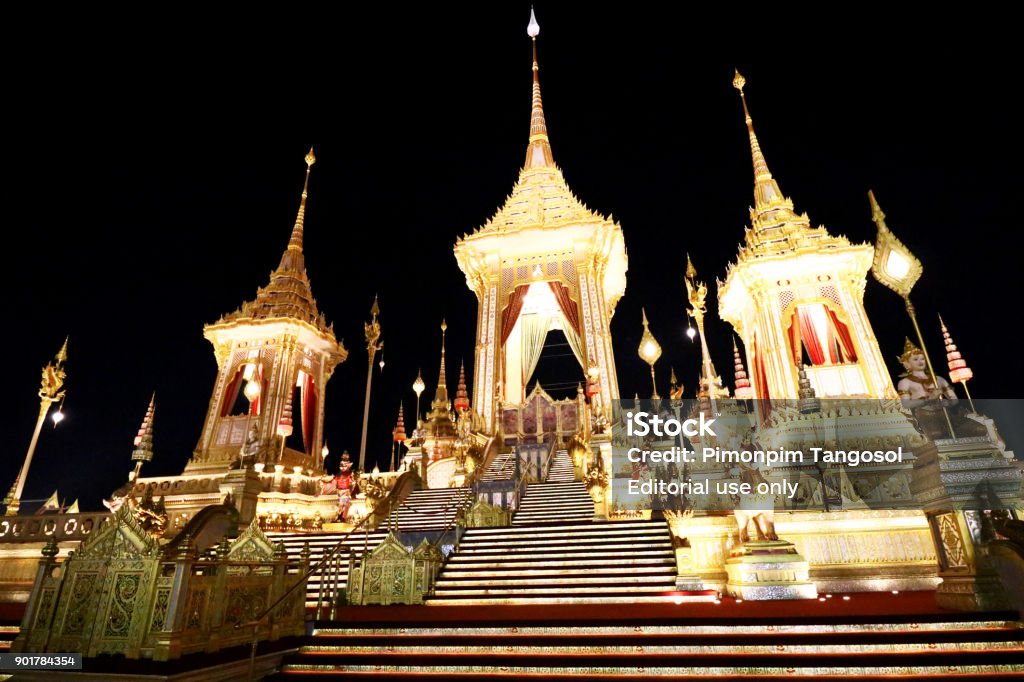 The Royal Crematorium for HM King Bhumibol Adulyadej Bangkok-Thailand : December 30, 2017 The Royal Crematorium for HM King Bhumibol Adulyadej at Sanam Luang prepared to be used as The royal funeral Architecture Stock Photo