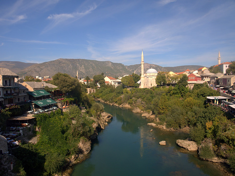 View from the mostar bridge in Bosnia and Herzegovina
