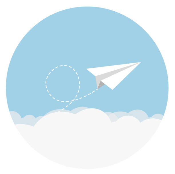 ilustrações, clipart, desenhos animados e ícones de avião de papel plana design - travel symbol airplane business travel
