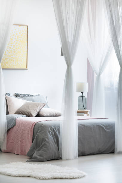 istock Gold painting in canopy bedroom 901788126