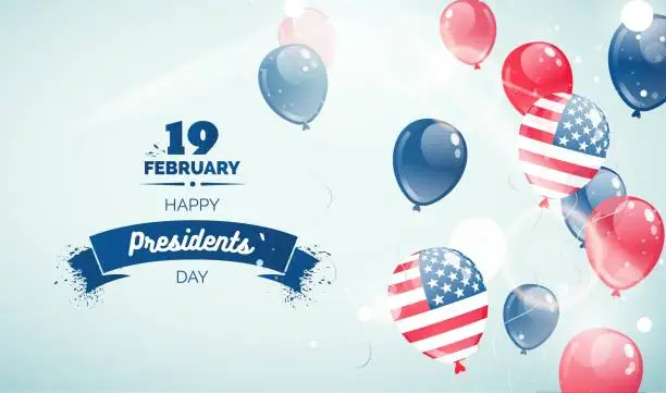 Vector illustration of Happy Presidents` Day flyer, banner or poster.