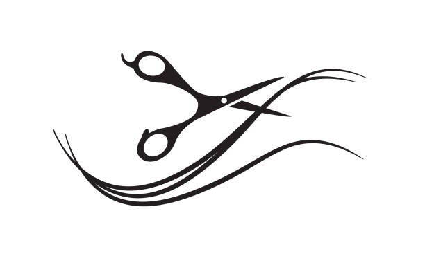 Vector illustration of black silhouette scissors. Vector illustration of black silhouette scissors. icon template for hair or beauty salon. hair posters for salon stock illustrations