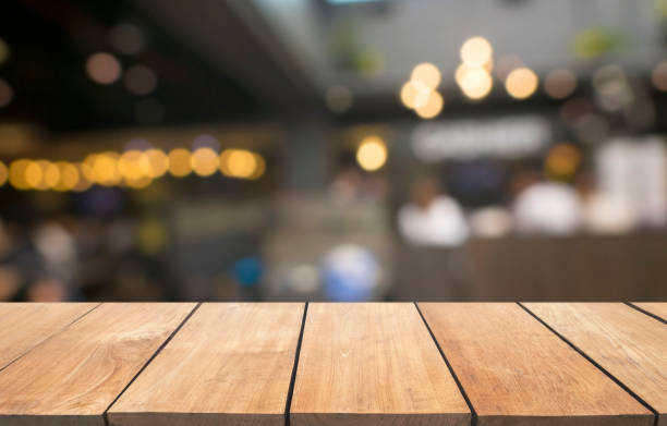 istock Empty wooden table and blurred bokeh background, product display 901798078
