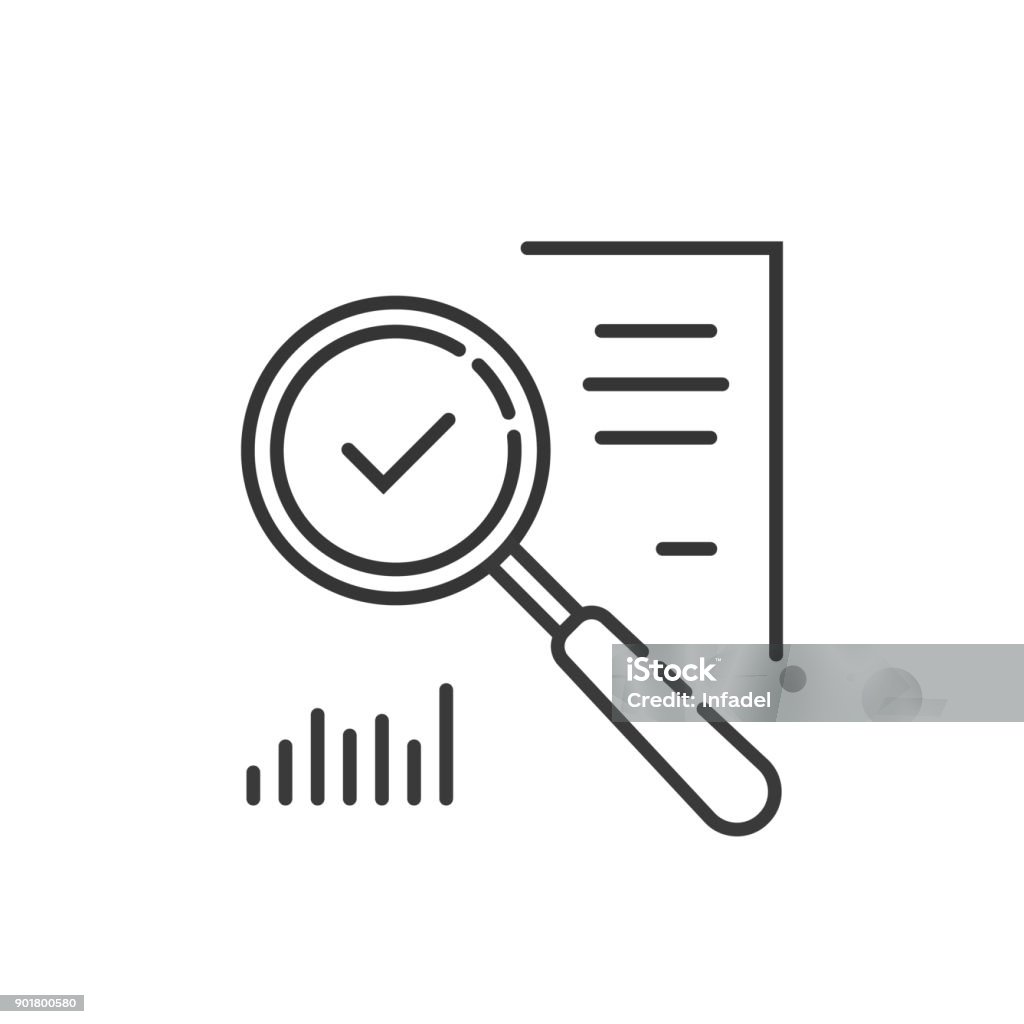 thin line magnifying glass like audit assess thin line magnifying glass like audit assess. concept of identification vulnerable or advisor job in business. linear flat style trend modern graphic art design isolated on white background Icon Symbol stock vector