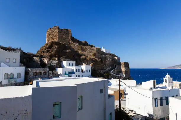 Castle in Mandraki village on Nisyros island in Dodecanese island group, Greece.