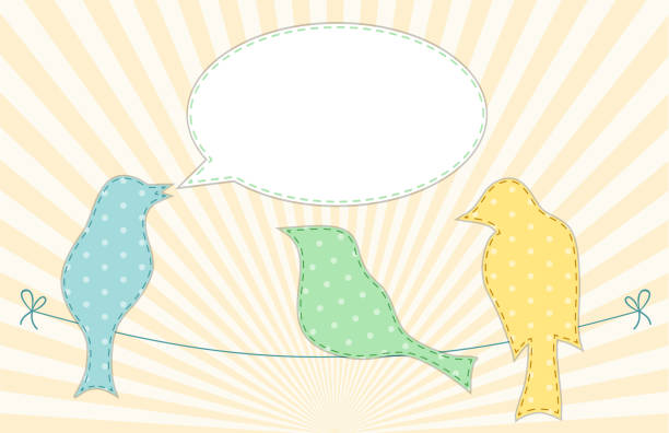 istock Cute fabric paradise birds with speech bubble as applique in shabby chic style 901800956
