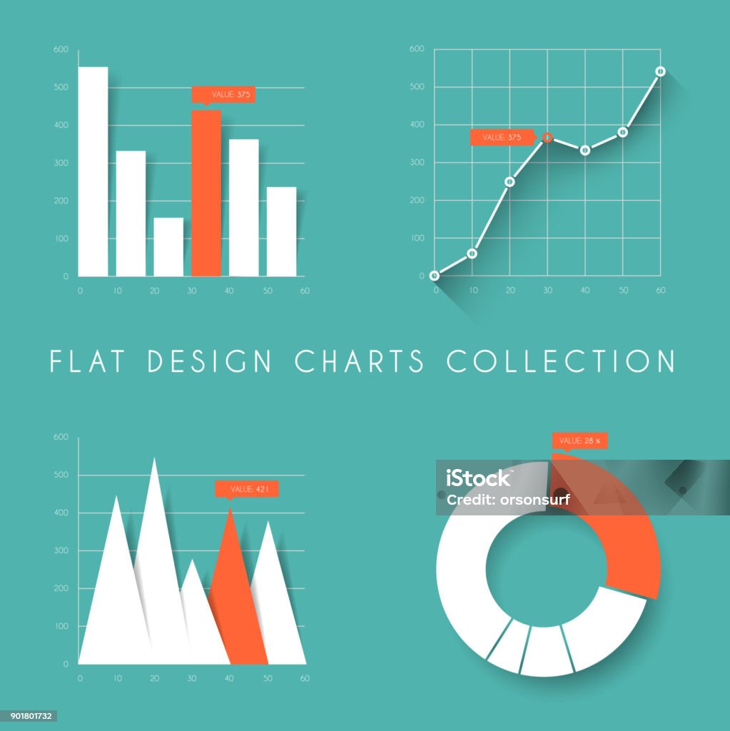 Static Data Chart Design Set Of Vector Flat Design Statistics Charts And Graphs Stock ...