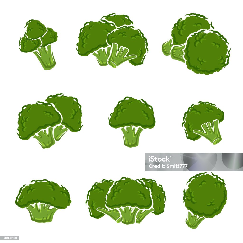 Broccoli Vector Simple Broccoli Set Vector Stock Illustration - Download Image Now ...