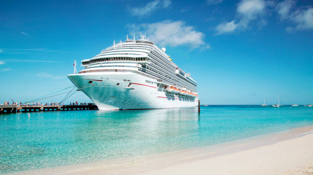 Cruise ship moored at Grand Turk island, the Caribbeans Grand Turk, Turks and Caicos islands - May 29, 2015: Cruise ship moored at Grand Turk island, the Caribbeans moored photos stock pictures, royalty-free photos & images