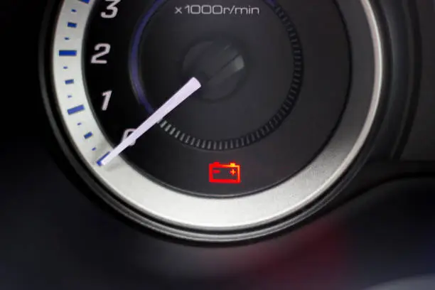 Screen symbols battery warning light in-car dashboard
