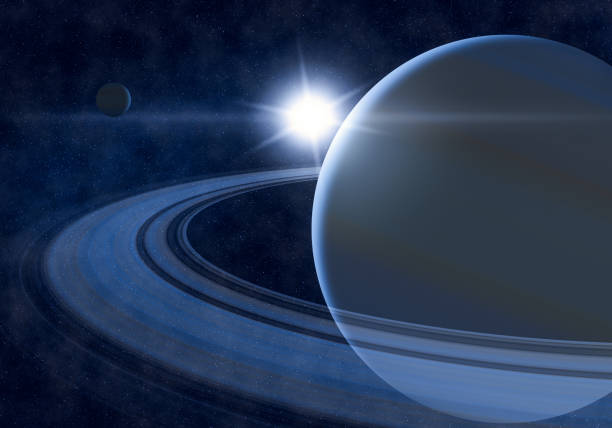 istock The celestial motion illustrations, the bright sun and the running planet 901829998