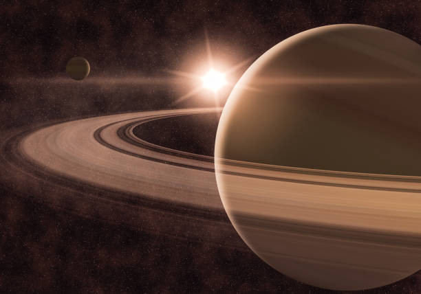 istock The celestial motion illustrations, the bright sun and the running planet 901830090