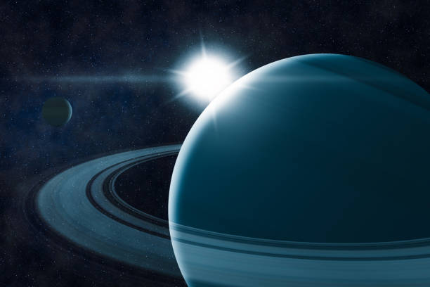 istock The celestial motion illustrations, the bright sun and the running planet 901830186