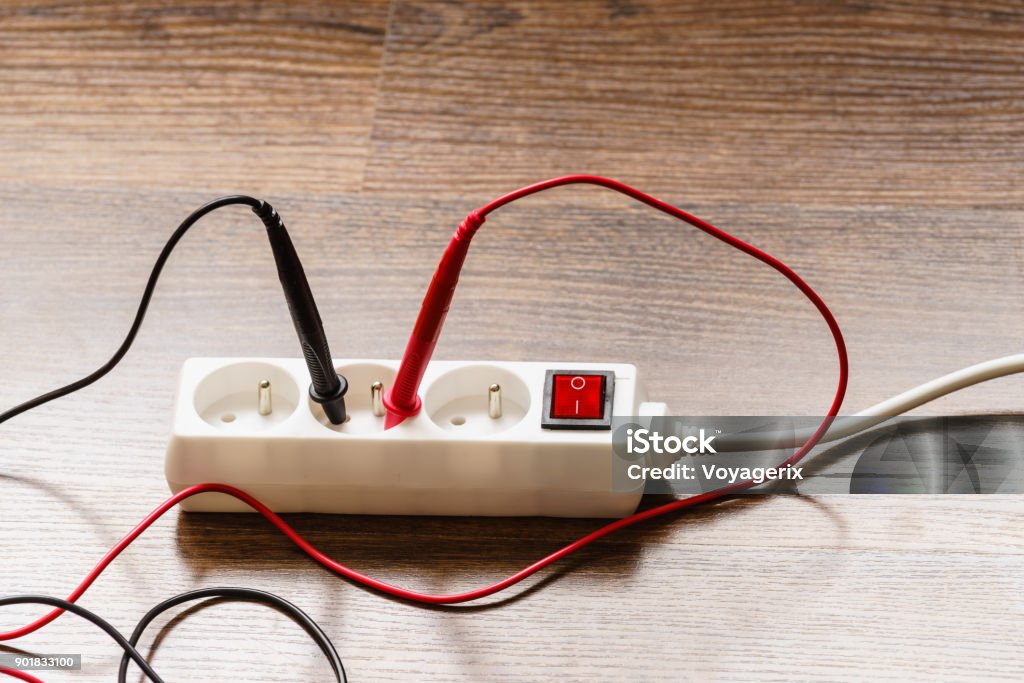Multimeter Power Socket Measurement Voltage In Electrical Socket With Multimeter Stock Photo ...