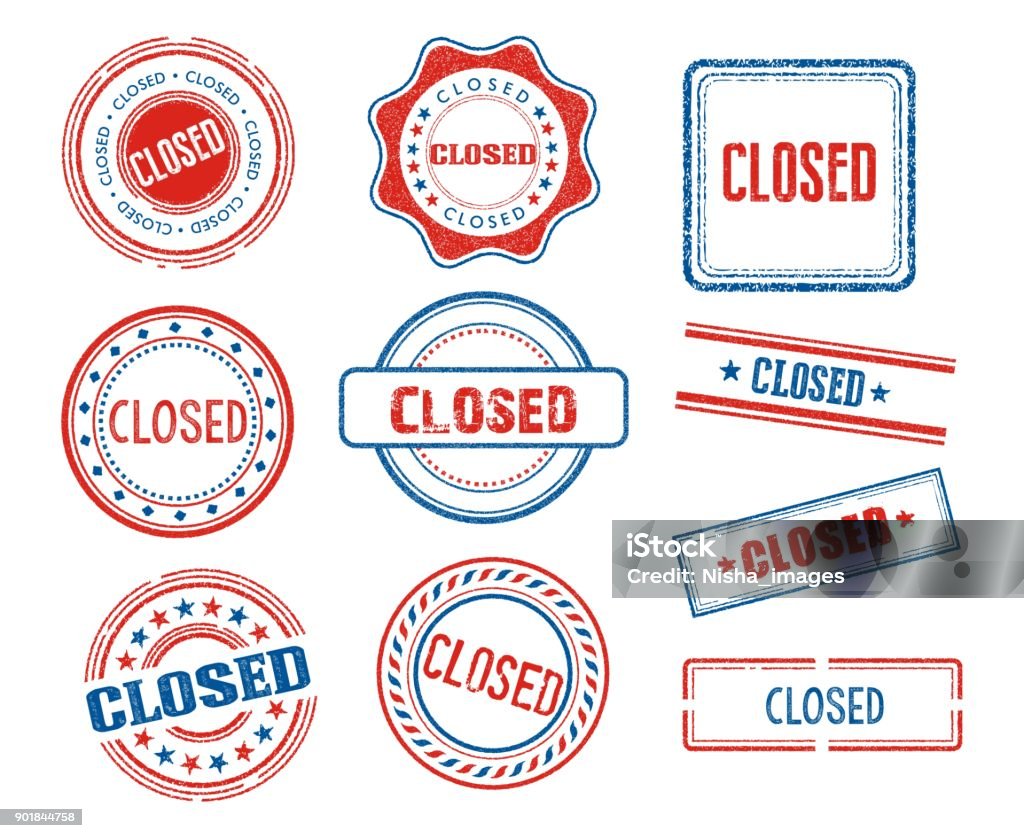 Set Of Various Closed Stamps Stock Illustration - Download Image Now