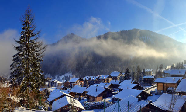 Winter Alpine landscape in the countryside