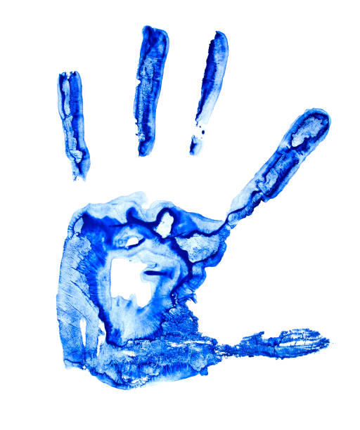 istock Blue color hand print isolated on a white background 901847806