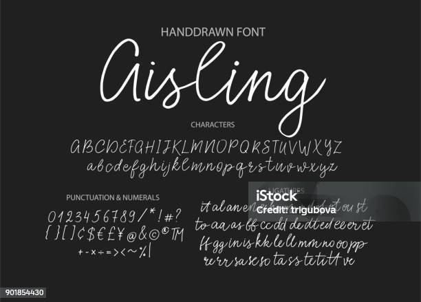 Modern Calligraphic Font Brush Painted Letters Stock Illustration - Download Image Now - Typescript, Handwriting, Calligraphy