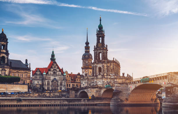 istock Dresden city skyline panorama at Elbe River and Augustus Bridge, Dresden, Saxony, Germany 901857606