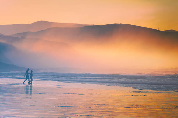 istock couple walking on beach at sunset 901870702
