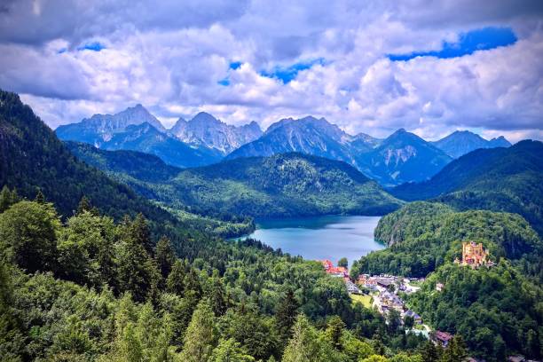 istock Aerial view of Schwangau, Germany under dark brooding sky 901875490