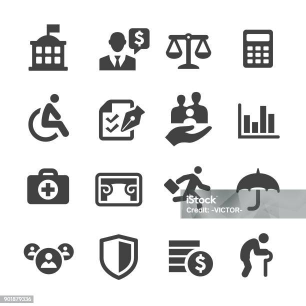 Social Security Icons Acme Series Stock Illustration - Download Image Now - Icon, Insurance, Insurance Agent