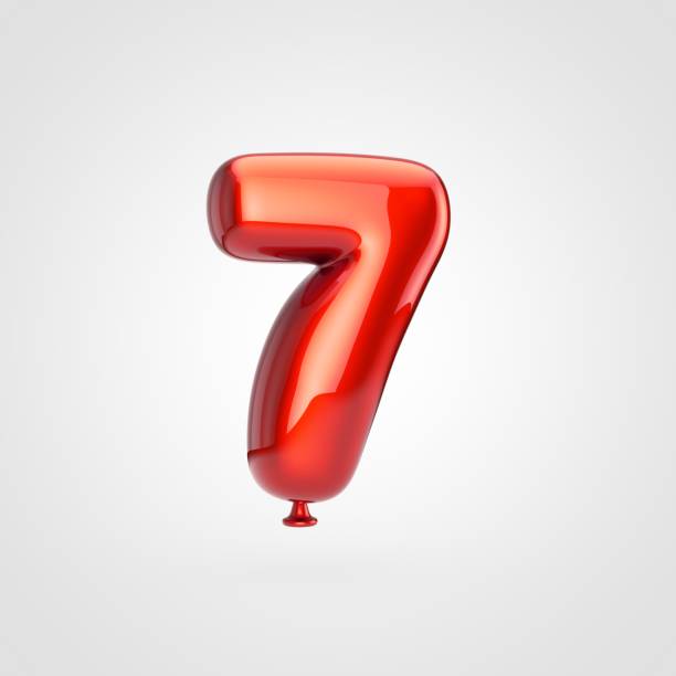 istock Glossy red balloon number 7 isolated on white background. 901879806